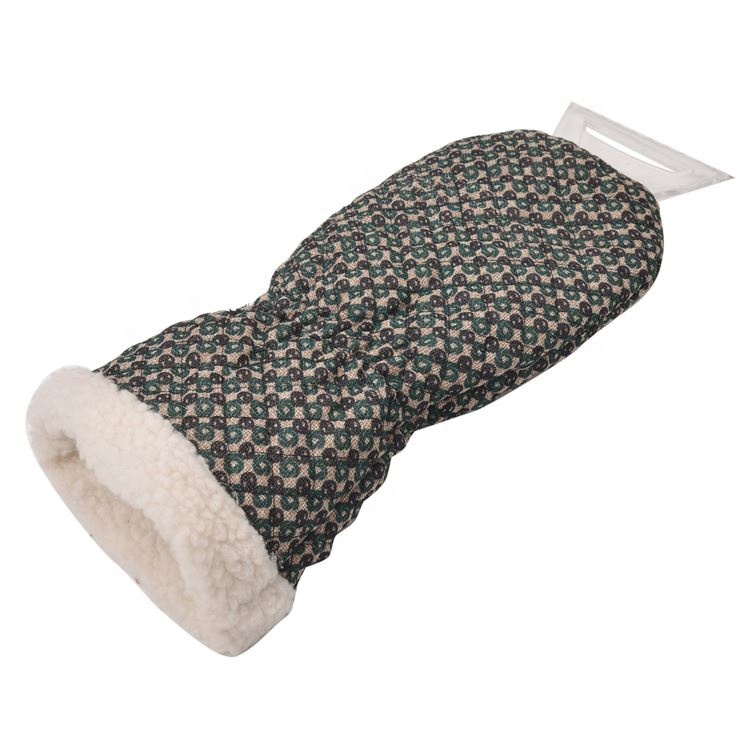 Heavy Duty Car Windscreen Mitt Snow Removal Fleece Lined Custom Ice Scraper With Glove