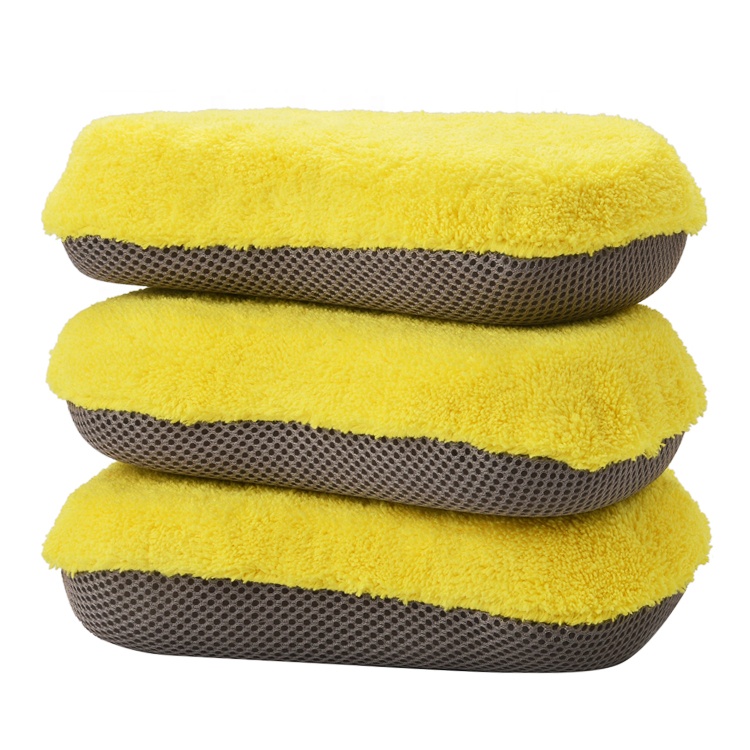 Manufacturer microfiber coral fleece car wash sponge for car cleaning