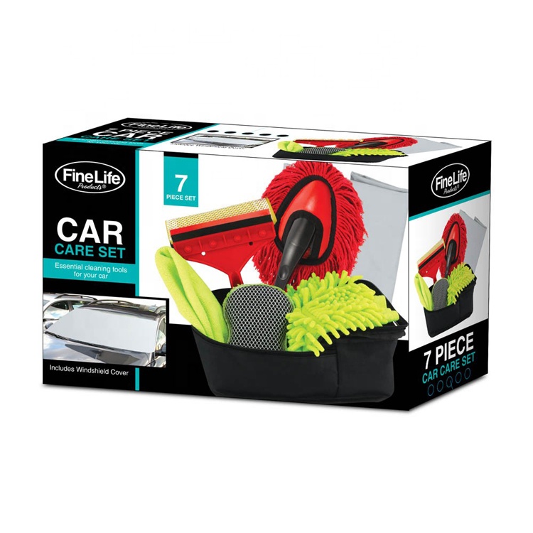 Portable 7 PCS care set cleaning washing care tool kit microfiber car wash & detailing kit car cleaning set